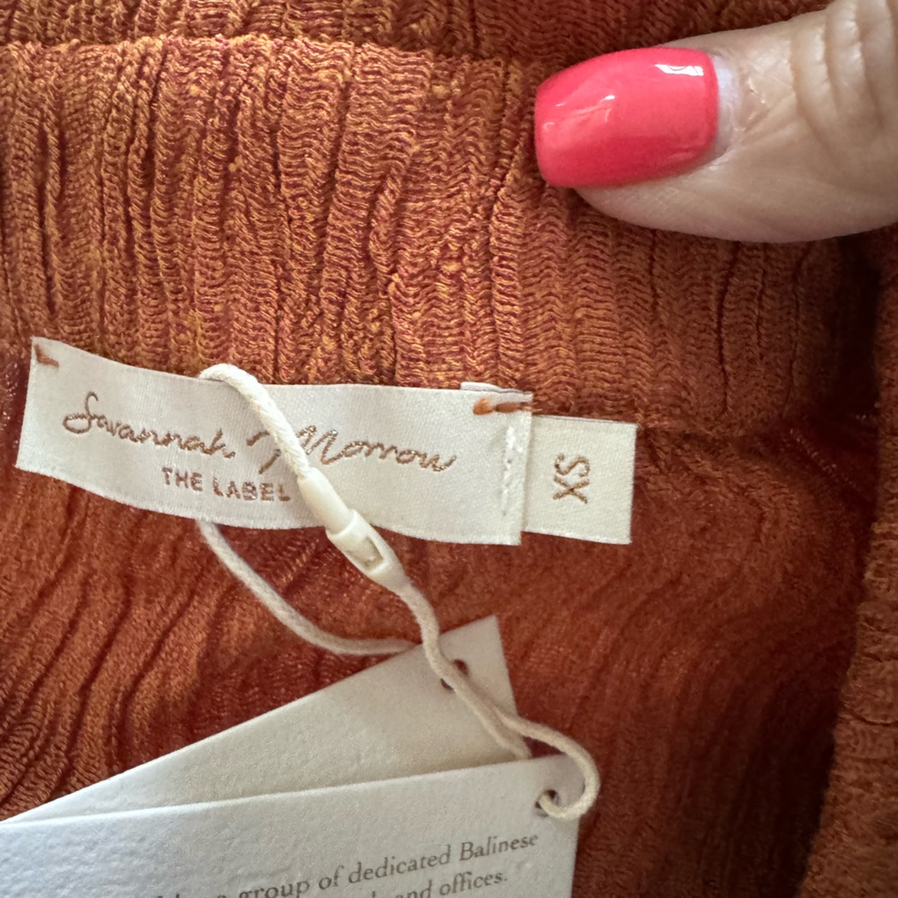 New! Savannah Morrow Vea Blouse Papaya Signature Handloom Fabric - Picture 6 of 8